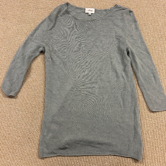 Aritzia Grey blue Wilfred quarter sleeve ribbed top - Picture 1 of 2